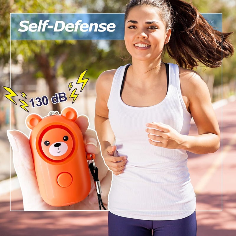 SRTKBEU Personal Alarm Safety Keychain 2 Pack, 130dB Self Defense Alarms for Women Kids Elderly Girl, Cute Safe Sound Portable Security Siren, Multi-Function with LED Light (Orange+Sky) - Image 5